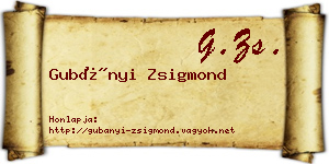 Gubányi Zsigmond névjegykártya